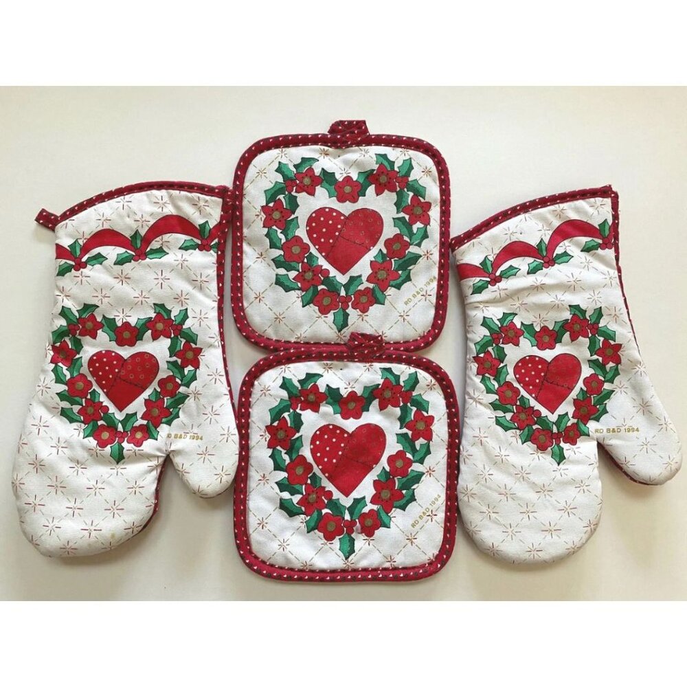Christmas Pot Holder Set 1994 Cooking Baking Kitchen Gift